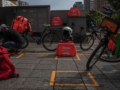 Repartidores de Rappi en Sao Paulo, en abril de 2020.