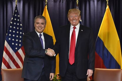 El presidente colombiano, Iván Duque, y el estadounidense, Donald Trump.