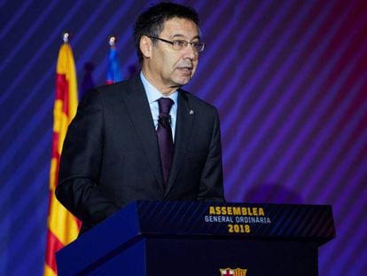 Josep Maria Bartomeu, en la Asamblea de Compromisarios del Barça. En vídeo, declaraciones de Bartomeu en Catalunya Ràdio.