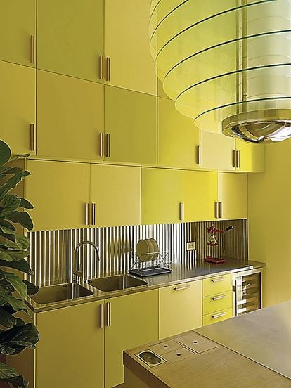 The kitchen in the Federico Marchetti home, a project designed by Luca Guadagnino.
