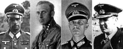 Militares con sangre judía según los nazis: el coronel Walter Hollaender, el subteniente de las paramilitares SA  Hans Sander, el general  Werner Malzahn y el almirante  Rogge.
