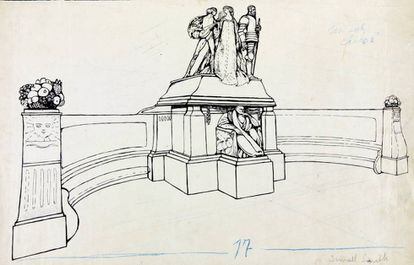 Projecte del monument a Milà i Fontanals, del 1908.