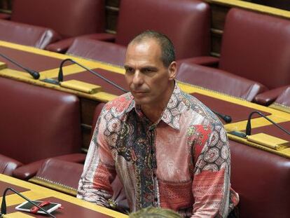 Yanis Varufakis, el pasado viernes en el parlamento griego.