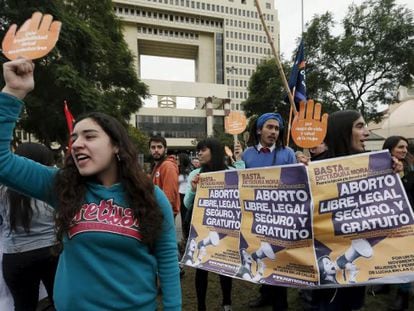 Manifestaciones en Chile en defensa de un aborto legal