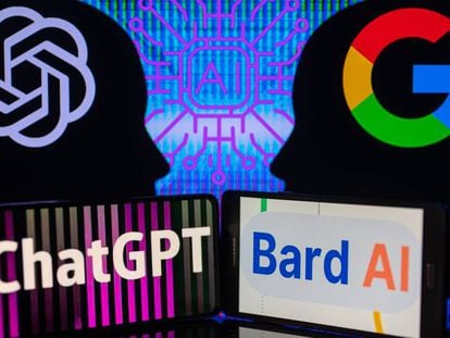 ChatGPT y Bard, las IA de OpenAI, empresa respaldada por Microsoft, y Google.