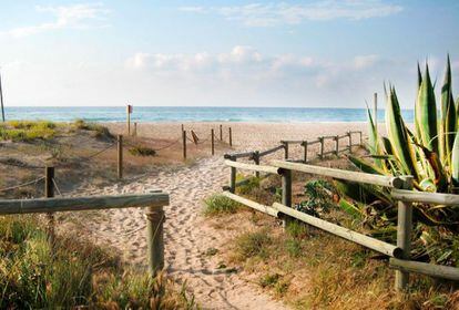 La playa de Els Muntanyans, en Torredembarra (Tarragona, Cataluña), cuenta con un soberbio cordón dunar de casi dos kilómetros de largo y una zona de unos 200 metros acotada para el naturismo.