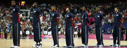 De izquierda a derecha, Kevin Durant, LeBron James, Westbrook, Deron Williams, Iguodala y Kobe Bryant.