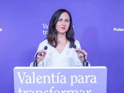 Ione Belarra, secretaria general de Podemos comparecen en la sede del partido el pasado 28 de mayo.