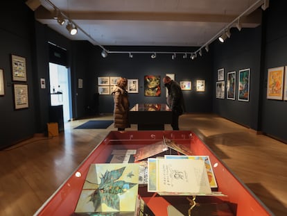 La exposición 'El Hortelano. De lo humano, lo natural y lo místico' del pintor José Alfonso Morera en el Antiguo Hospital de Santa María la Rica de Alcalá de Henares.
