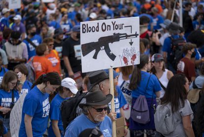 Protesters in support of gun control in the US, at this Saturday's march on Washington.