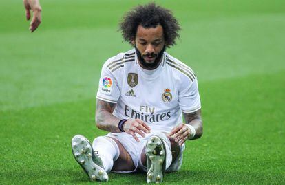 Marcelo, durante el partido del Madrid ante el Alavés.