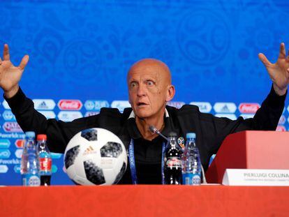 Pierluigi Collina, durante una rueda de prensa en el Mundial de Rusia.