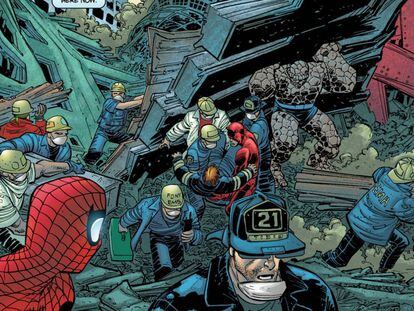 Detalle de 'The Amazing Spider-Man #36', en memoria del 11-S.