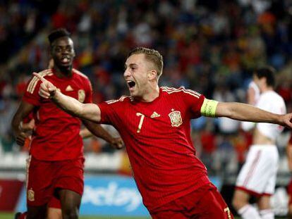 Deulofeu celebra uno de sus goles ante Georgia. 