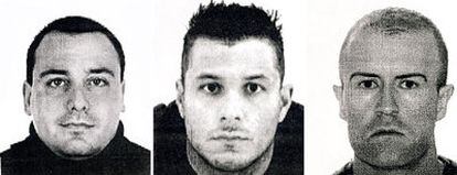 Antonio Sánchez Serrano, David Alonso de Aubarede y  David Sancio Gutiérrez, los tres porteros acusados de la muerte de Álvaro Ussía.
