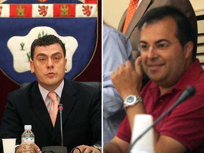 El alcalde de Leganés, Rafael Gómez Montoya (izquierda), y el concejal socialista Santiago Llorente.