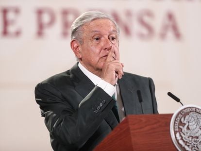 El presidente mexicano, Andrés Manuel López Obrador, durante su rueda de prensa matutina del pasado 4 de abril.