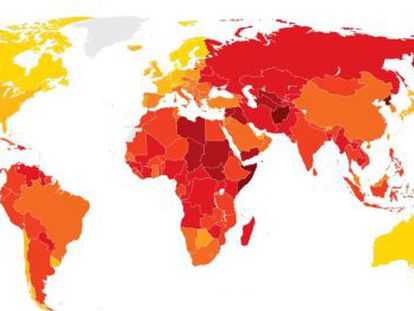 Mapa mundial de la percepción de la corrupción 2013.