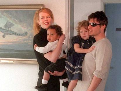 Nicole Kidman y Tom Cruise con sus hijos Connor y Bella.