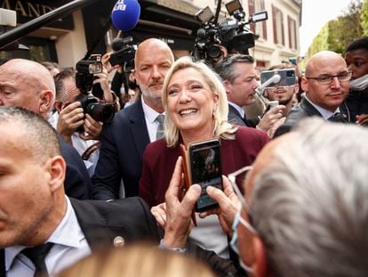 Marine Le Pen, el martes en Vernon (Normandía).