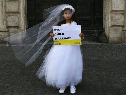 Campaña de Amnistía Internacional contra el matrimonio infantil, en 2016.