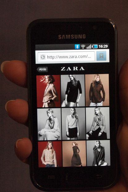 Versión para móvil de la tienda digital de Zara.