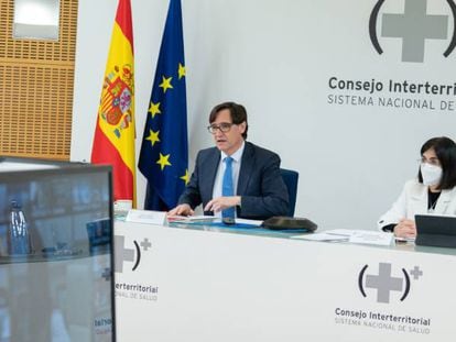 Salvador Illa y Carolina Darias durante una reunión del Consejo Interterritorial del Sistema Nacional de Salud