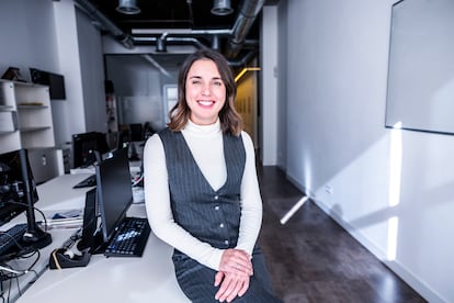 Irene Montero, en la sede de Podemos, en Madrid.