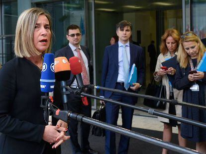 La jefa de la diplomacia comunitaria, Federica Mogherini, en Luxemburgo, este lunes.