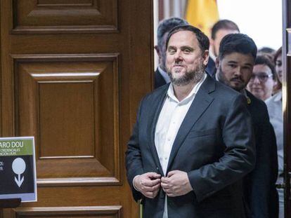 Oriol Junqueras tras recoger su acta en la Cámara Baja. 