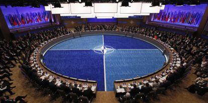 Reuni&oacute;n de la OTAN sobre Afganist&aacute;n durante la cumbre de 2012.  