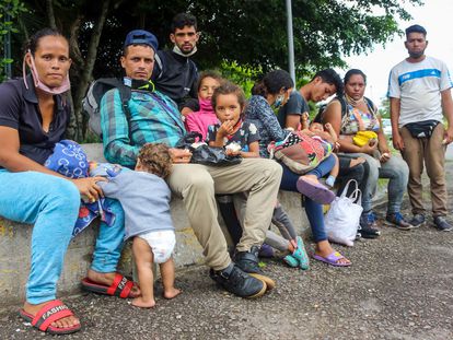 Familias de migrantes venezolanos en San Cristóbal, estado de Táchira (Venezuela).