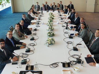 Mesa de la negociación en México entre el Gobierno de Venezuela y la Plataforma Unitaria de Venezuela, en septiembre de 2021.