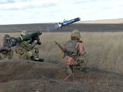Soldados ucranianos en la región del Donbás.