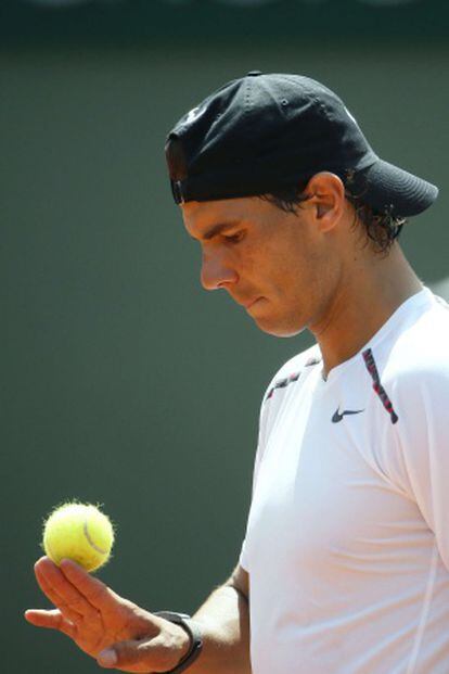 Nadal, durante el entrenamiento de este viernes.