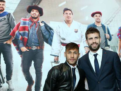 Neymar y Piqué, en un acto promocial del Barça en 2015.