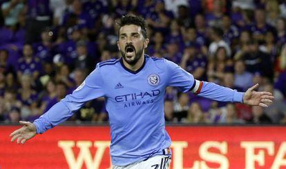 David Villa celebra un gol con el New York City al Orlando City el pasado 21 de mayo.