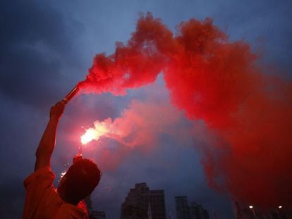 Un manifestante en una protesta en Sao Paulo. 