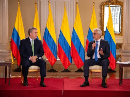 El presidente de Colombia, Iván Duque, y su ministro de Ambiente, Ricardo Lozano, durante la celebración del Día Mundial del Medio Ambiente.