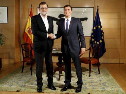 Rajoy y Rivera, en su reunión en el Congreso del pasado miércoles.