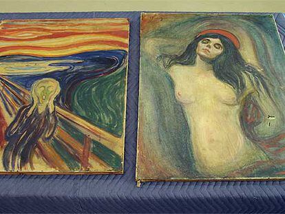Los ladrones, durante su fuga del Munch Museum de Oslo con <i>Madonna</i> y <i>El grito</i>.