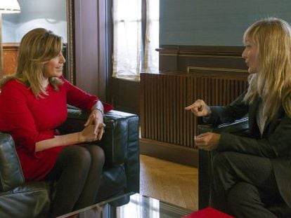 Susana D&iacute;az y Carmen Castilla, ayer, en San Telmo.