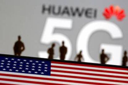 Logo de Huawei y su red 5G.