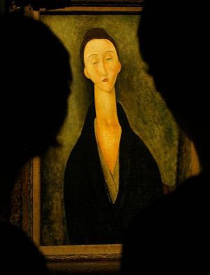 Retrato de Lunia Czechowska pintado por Modigliani en 1919.