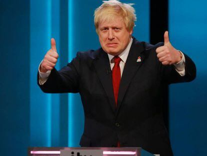 Boris Johnson gesticula en el debate sobre el &#039;Brexit&#039; celebrado el jueves en la cadena ITV.