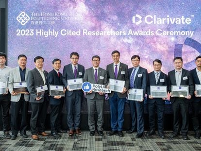 Científicos de la Universidad Politécnica de Hong Kong incluidos en la Lista de Muy Citados, en una ceremonia organizada por Clarivate en marzo.
