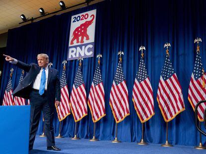 El presidente de EE UU, Donald Trump, en el primer día de la Convención Republicana
