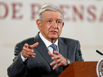 El presidente de México, Andrés Manuel López Obrador, durante su conferencia matutina de este jueves.