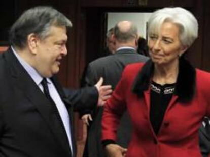 Evangelos Venizelos junto a la directora gerente del FMI, Christine Lagarde.