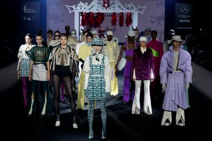 Desfile de la colección primavera-verano 2023 del diseñador Álvaro Calafat en la Mercedes Benz Fashion Week Madrid, este viernes 16 de septiembre.